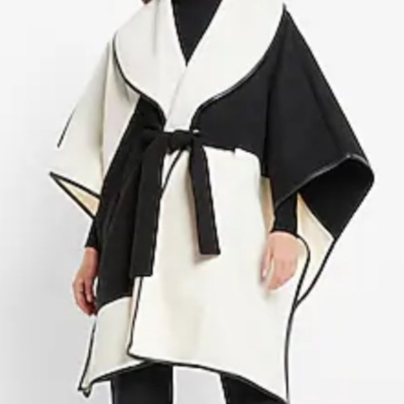 Express Black and White Cape Coat - Picture 1 of 2